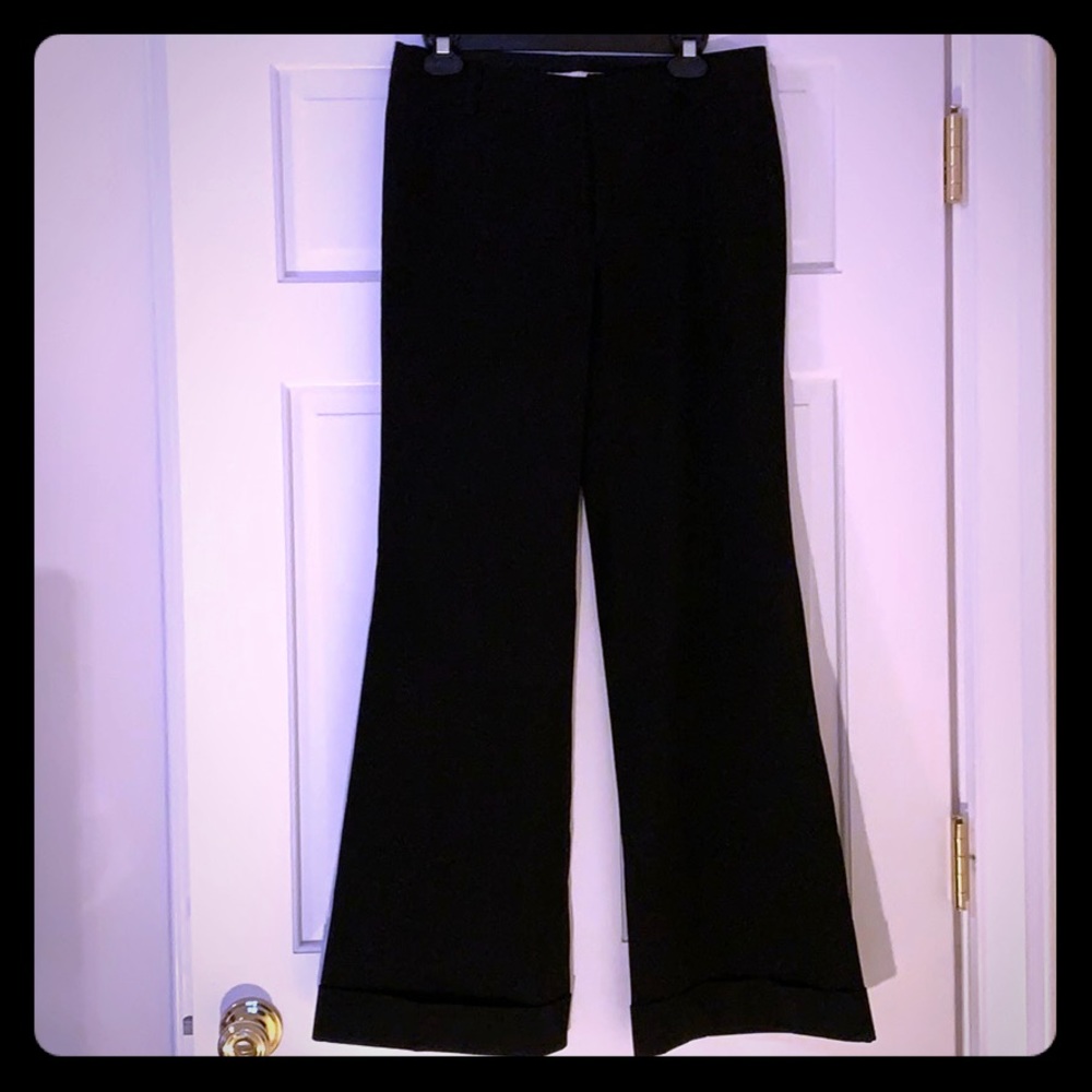 Black Wool Cuffed Trousers